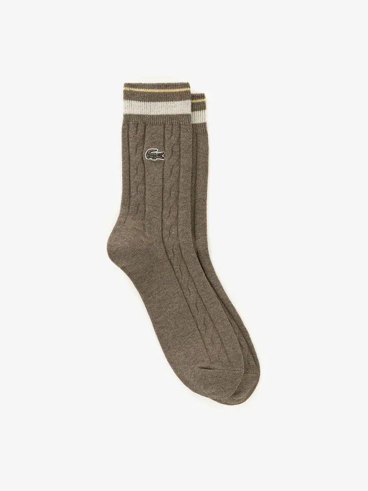 Носки женские LACOSTE Cable Middle Socks, хлопковые, Ivory — фото 4