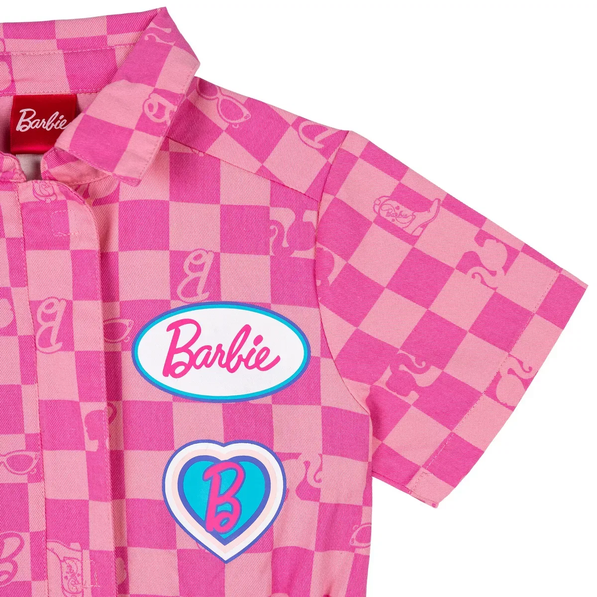 Детское комбинезон-кимоно для девочек с принтом Барби Racing Zip Up Coverall Barbie, Pink — фото 2