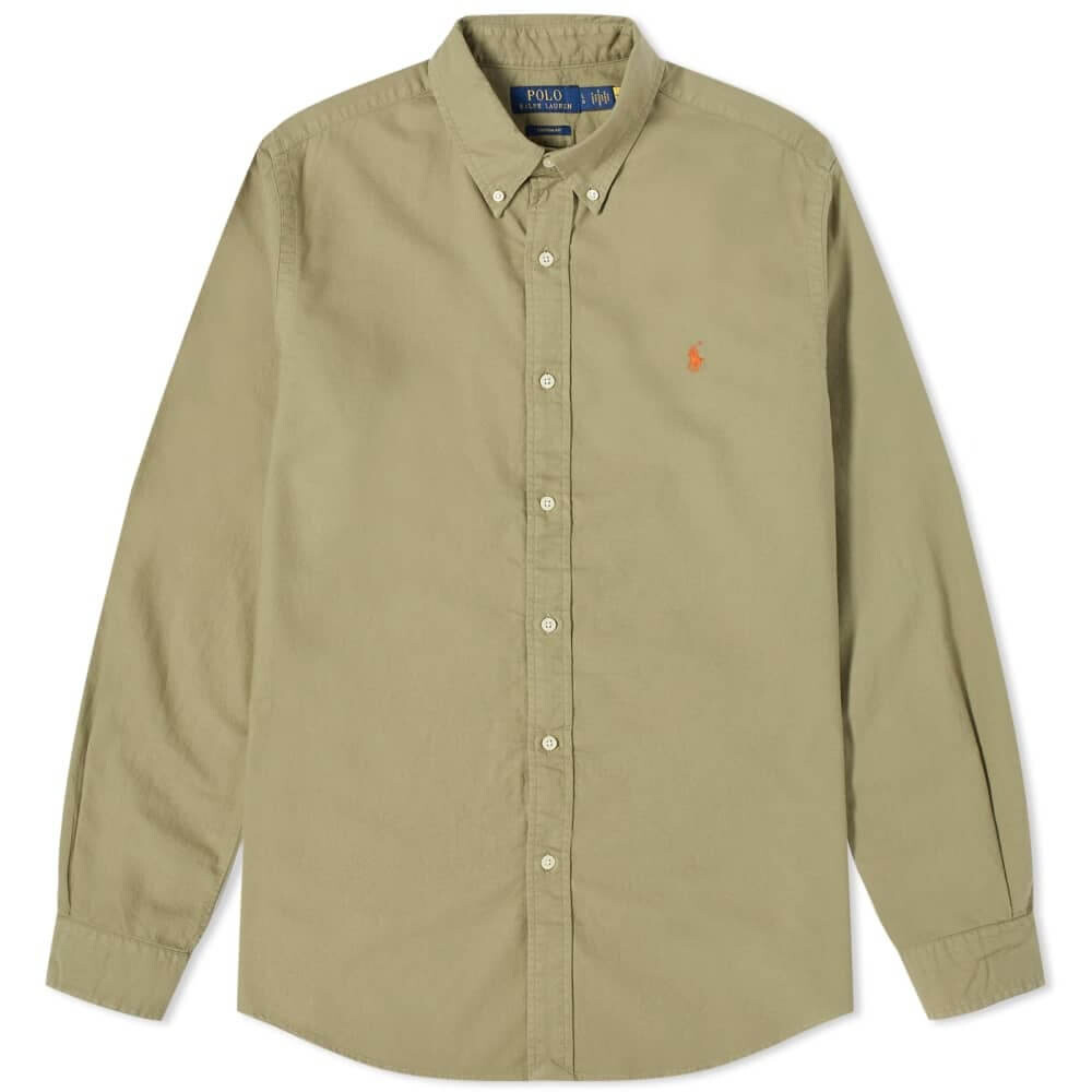 

Рубашка Polo Ralph Lauren Garment Dyed Oxford, серо-зеленый