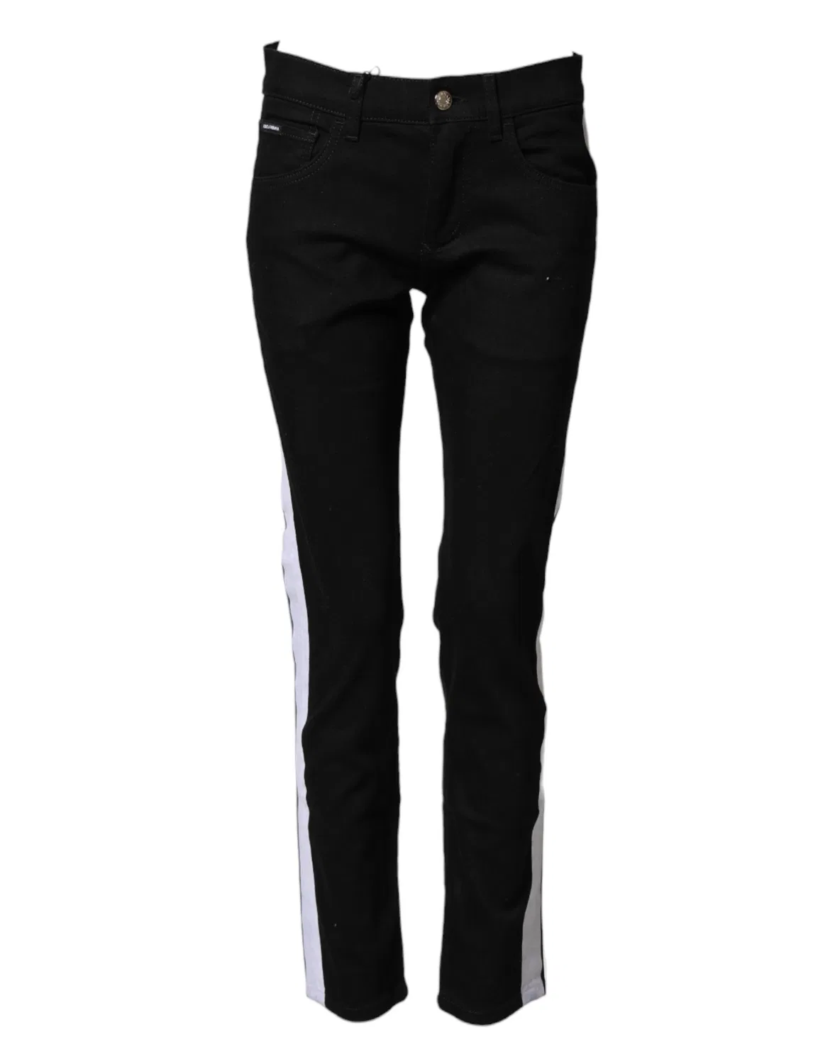 Мужские джинсы с белыми боковыми полосами Skinny Denim Jeans Dolce & Gabbana, Black — фото 4