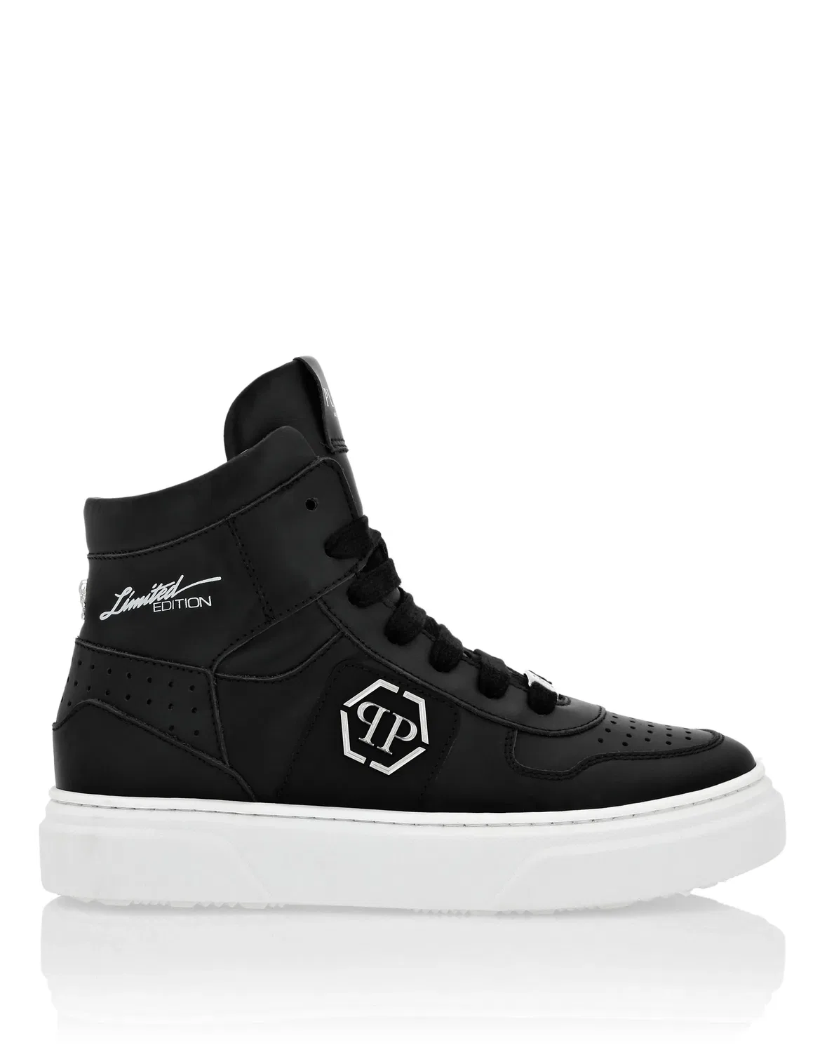 Детские кроссовки кожаные с шестиугольным логотипом Hexagon And Limited Edition Print PHILIPP PLEIN, White — фото 2