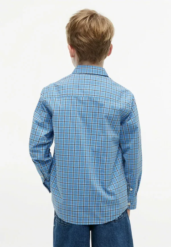 Рубашка из хлопка с эластаном Regular fit check poplin shirt Tommy Hilfiger, голубая клетка — фото 3