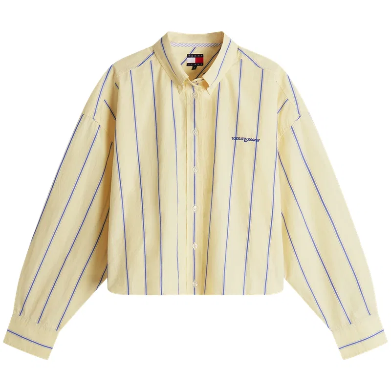 Женская рубашка с лацканами Tommy Hilfiger, Beige Yellow Blue Stripes