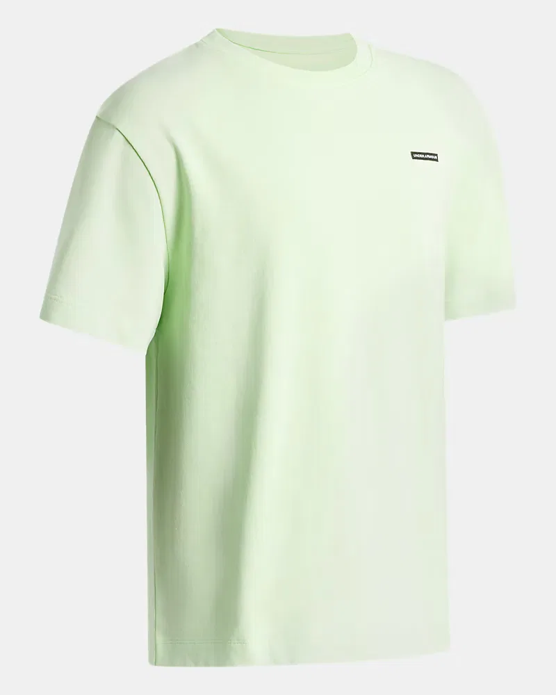 Футболка оверсайз для мальчиков с эффектом wash UA Heavyweight Wash UnderArmour, Lumos Lime/White — фото 3