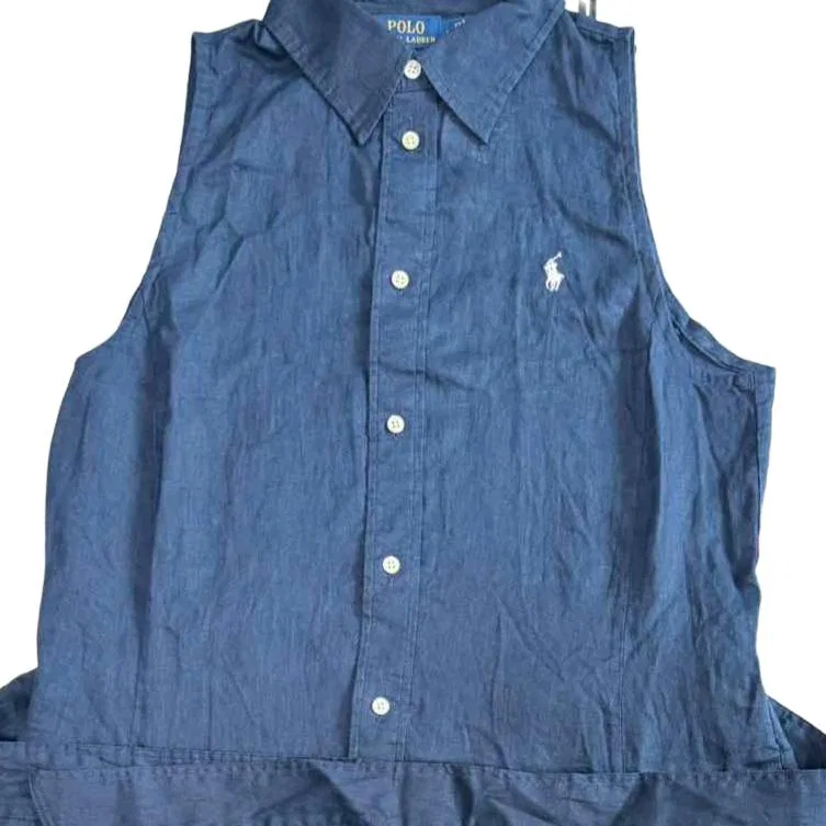 Женское платье без рукавов с отложным воротником Polo Ralph Lauren, Navy Blue — фото 4