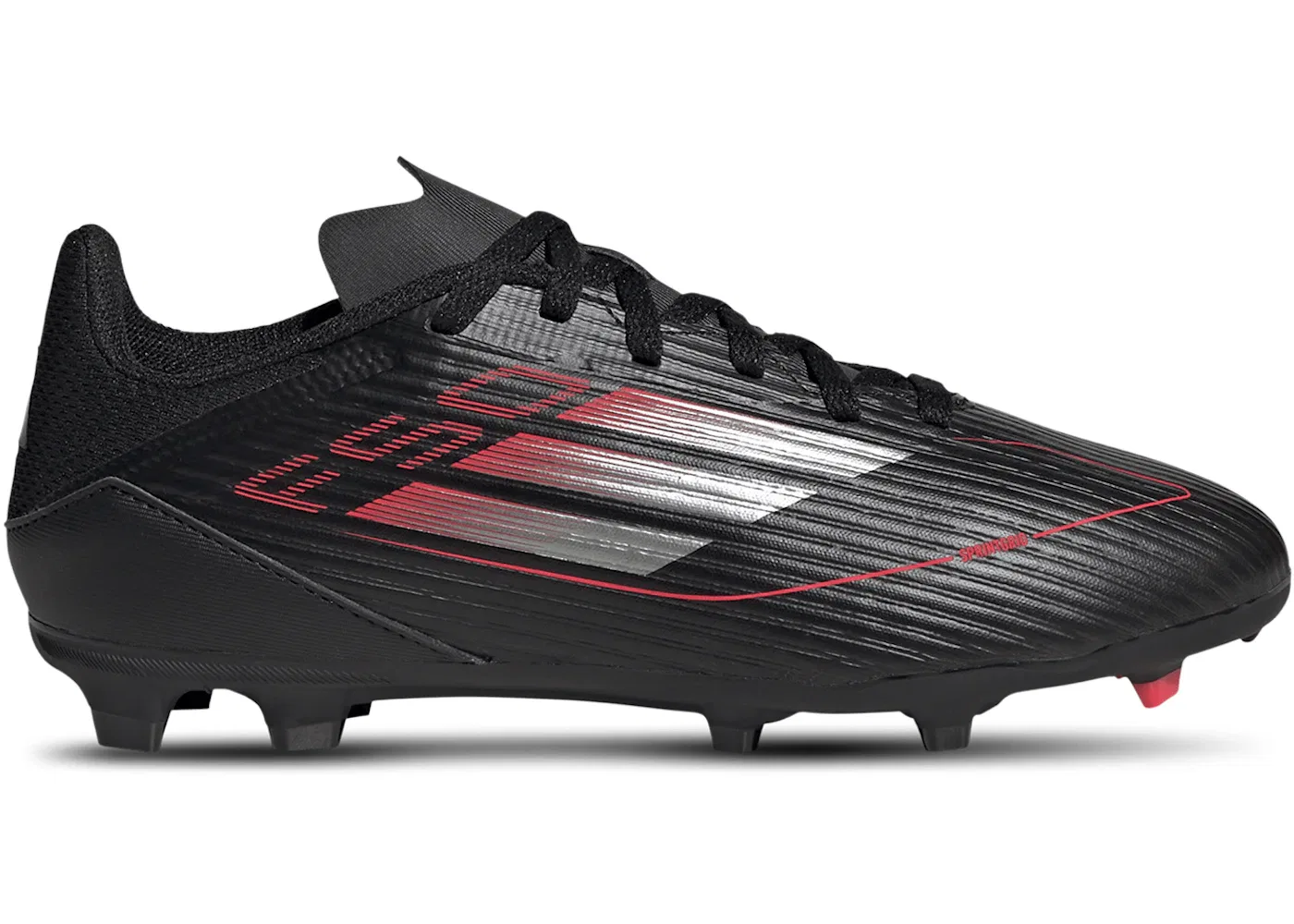 Детские бутсы для мальчиков с шипами FG/MG Adidas F50 League, Core Black/Iron Metallic/Lucid Red