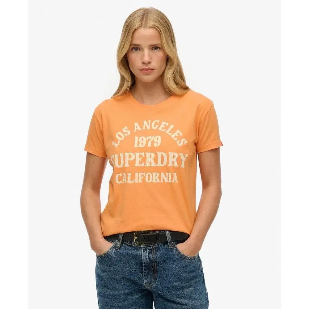 Женская хлопковая футболка Superdry Surf, Orange — фото 3