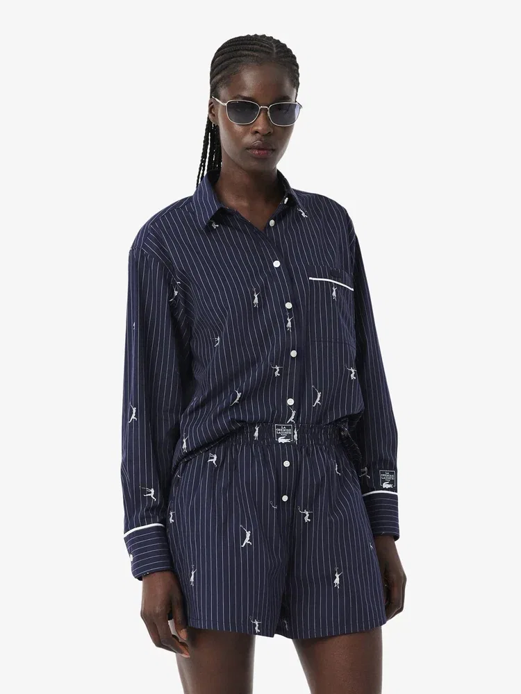 Рубашка LACOSTE Navy с вышивкой поло