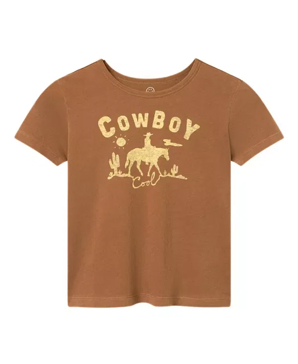 Детская футболка с принтом Unisex Cowboy Cool Tee Junk Food Clothing, Toasted Coconut