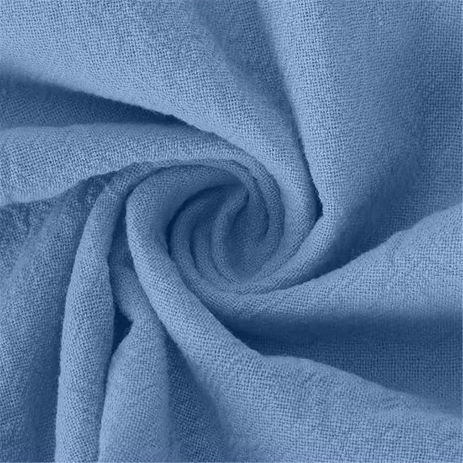 Женское свободное мини-платье из льна, Blue — фото 3