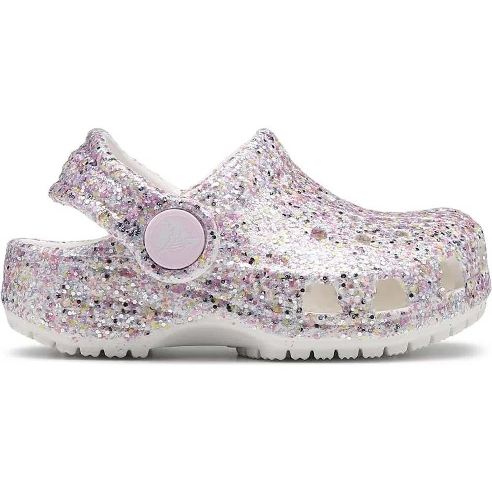 Детские классические сабо с блестками для малышей Crocs, White Glitter — фото 2
