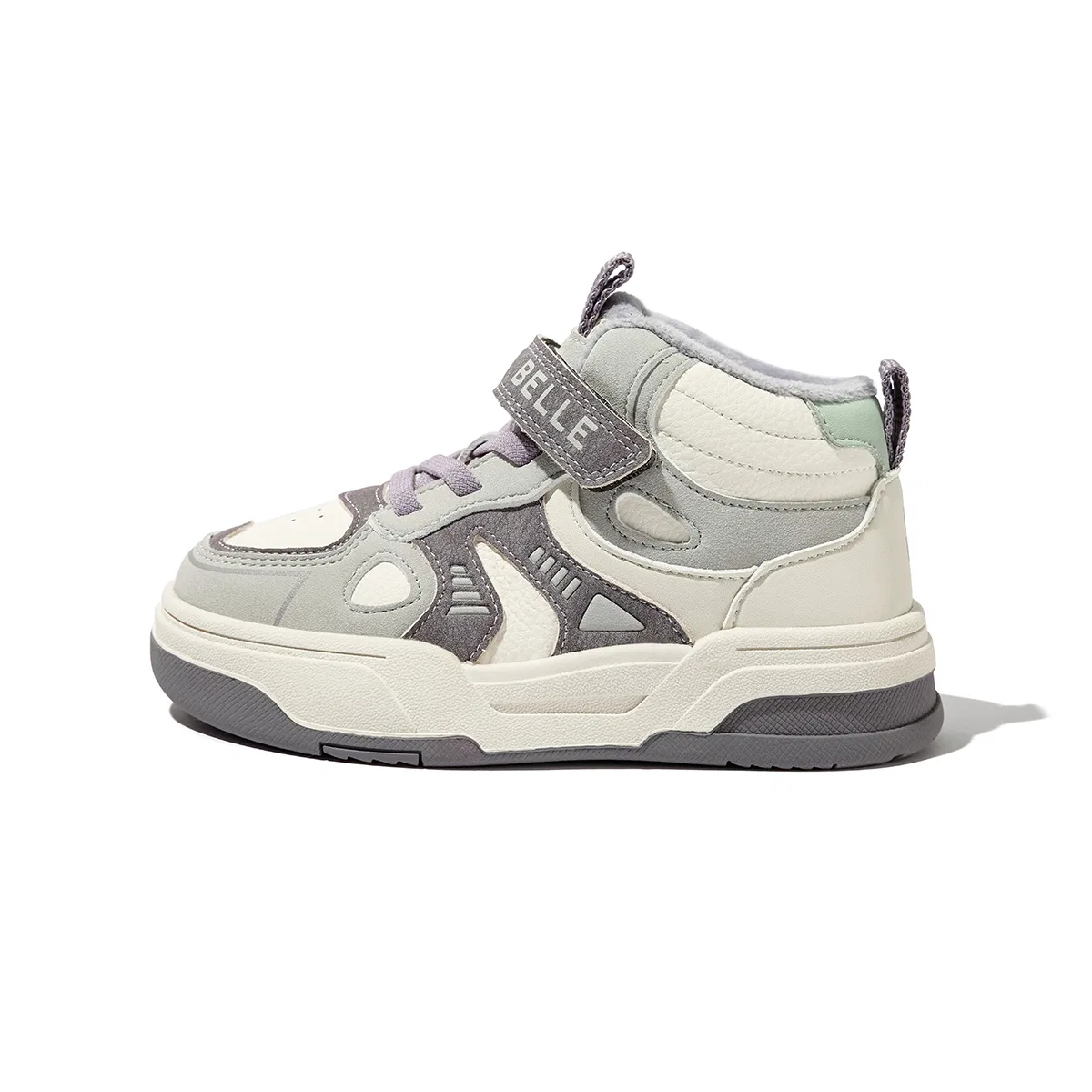 Детские кроссовки из синтетической кожи с флисовой подкладкой BELLE, Beige Gray
