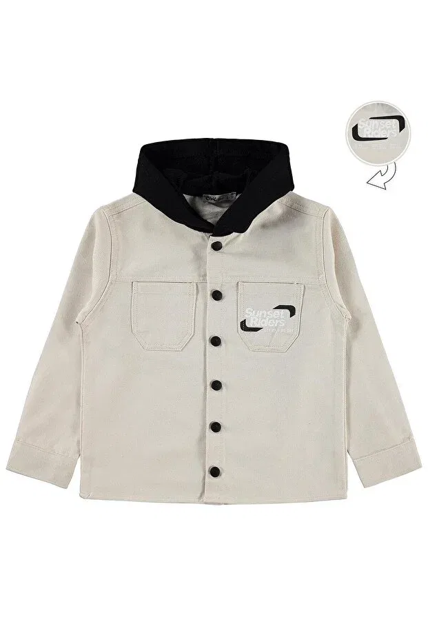 Детская рубашка с длинным рукавом с принтом Double pocket hooded shirt Civil Boys, Stone Color