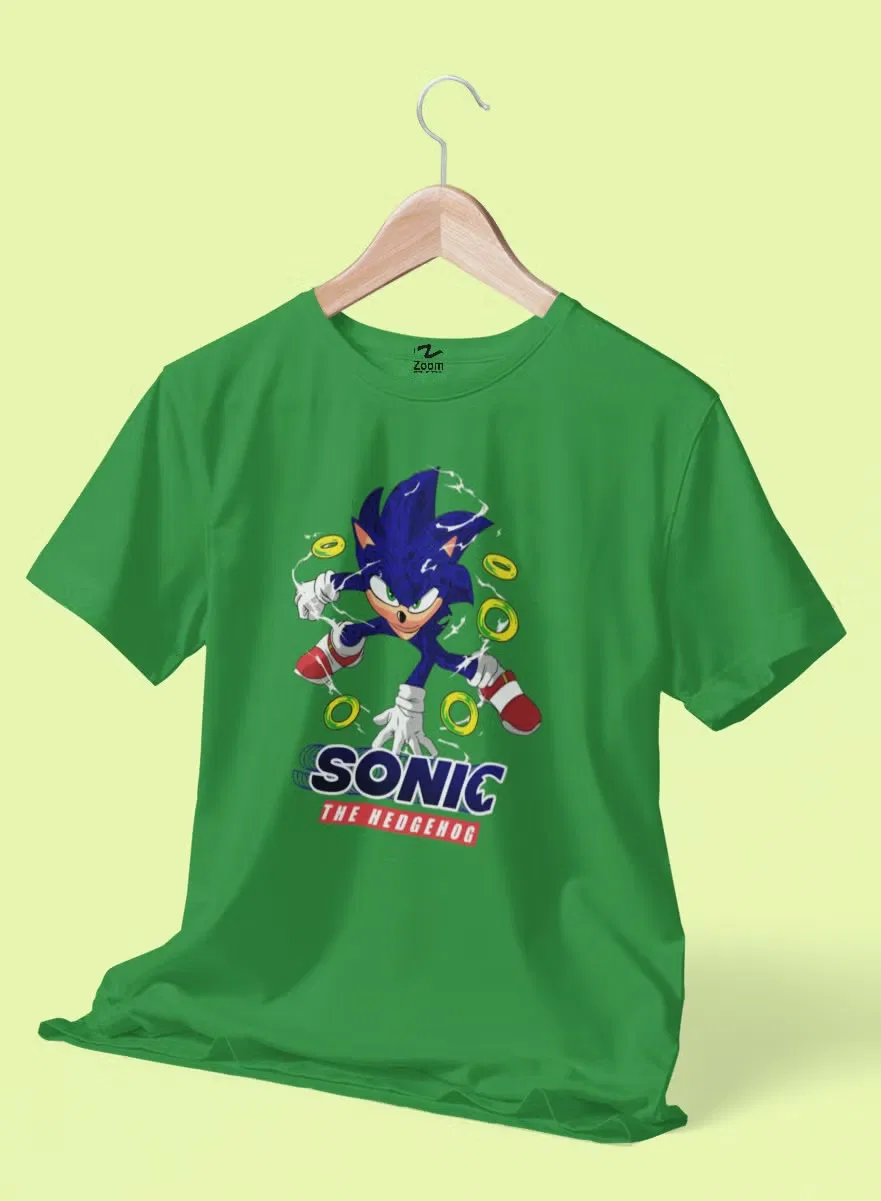 Футболка детская с принтом Sonic Hedgehog Zoom, зеленый