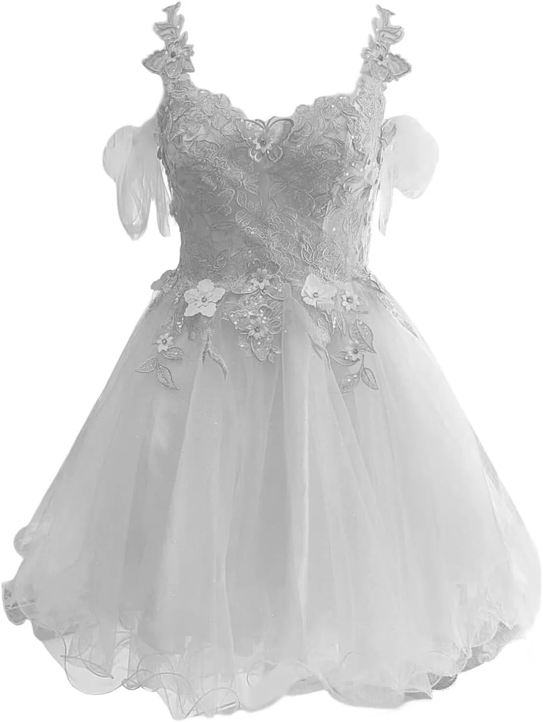 Женское мини-платье с 3D бабочками A-line, Off Shoulder, White