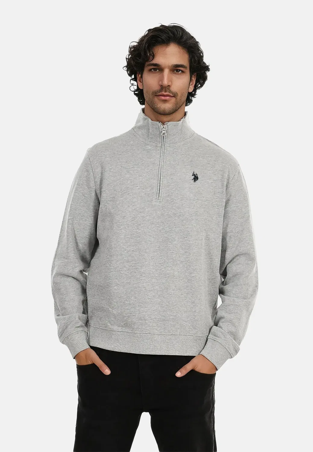 Мужской пуловер с полузастежкой P-021 U.S. Polo Assn., Grey