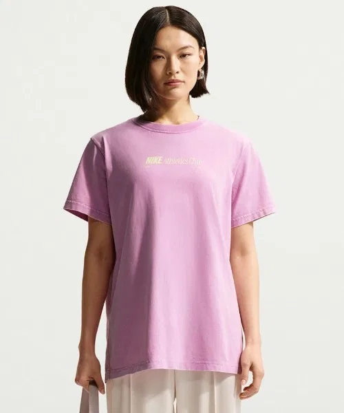 Женская футболка с коротким рукавом и принтом на спине NSW CLSC BF Varsity 19 NIKE, Smokey Pink