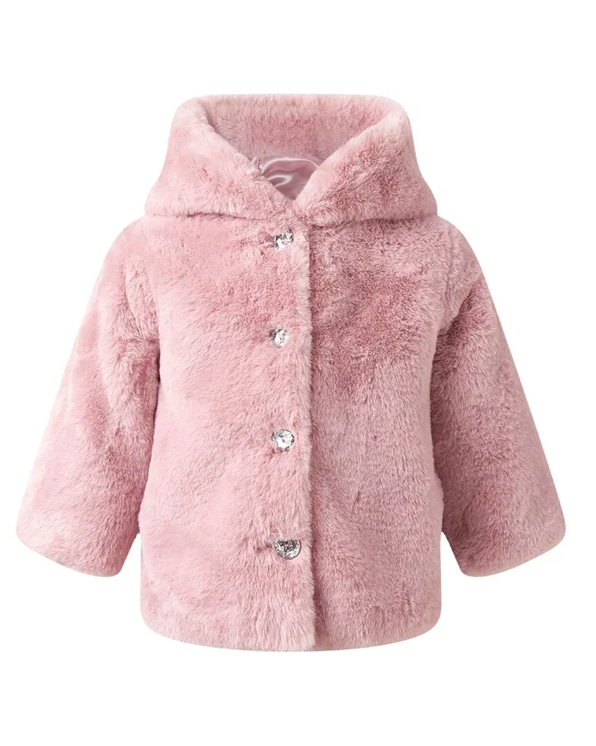 Детская куртка с искусственным мехом Rachel Riley, розовый