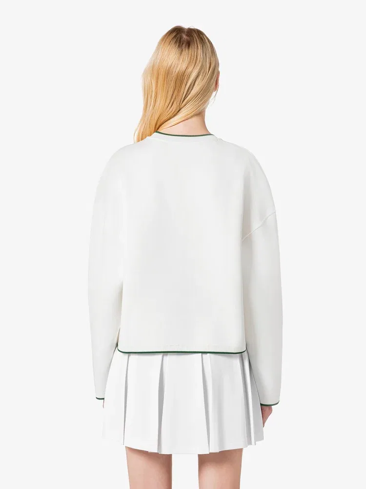 Футболка спортивная LACOSTE женская, с круглым вырезом, полиэстер, белая — фото 3