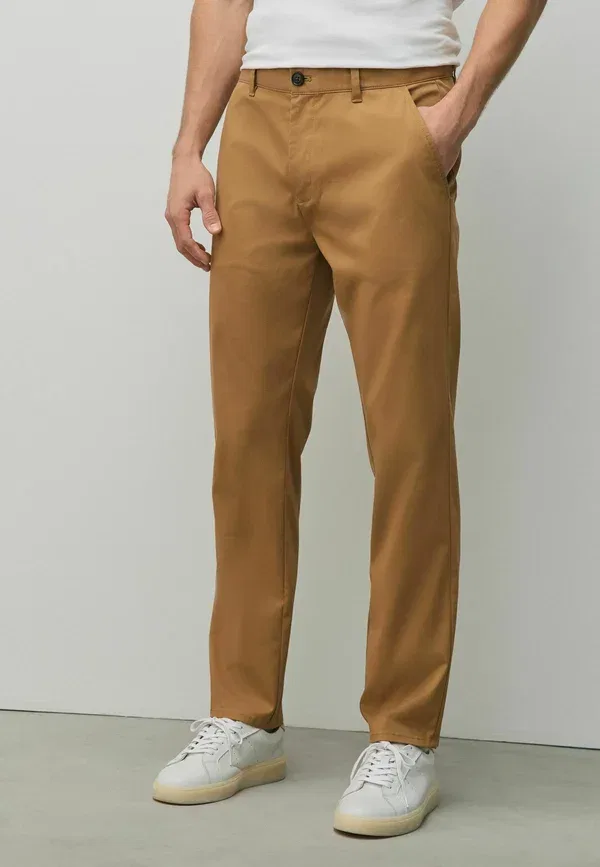 Брюки из хлопка с эластаном Trousers Next, Ochre yellow, желтый