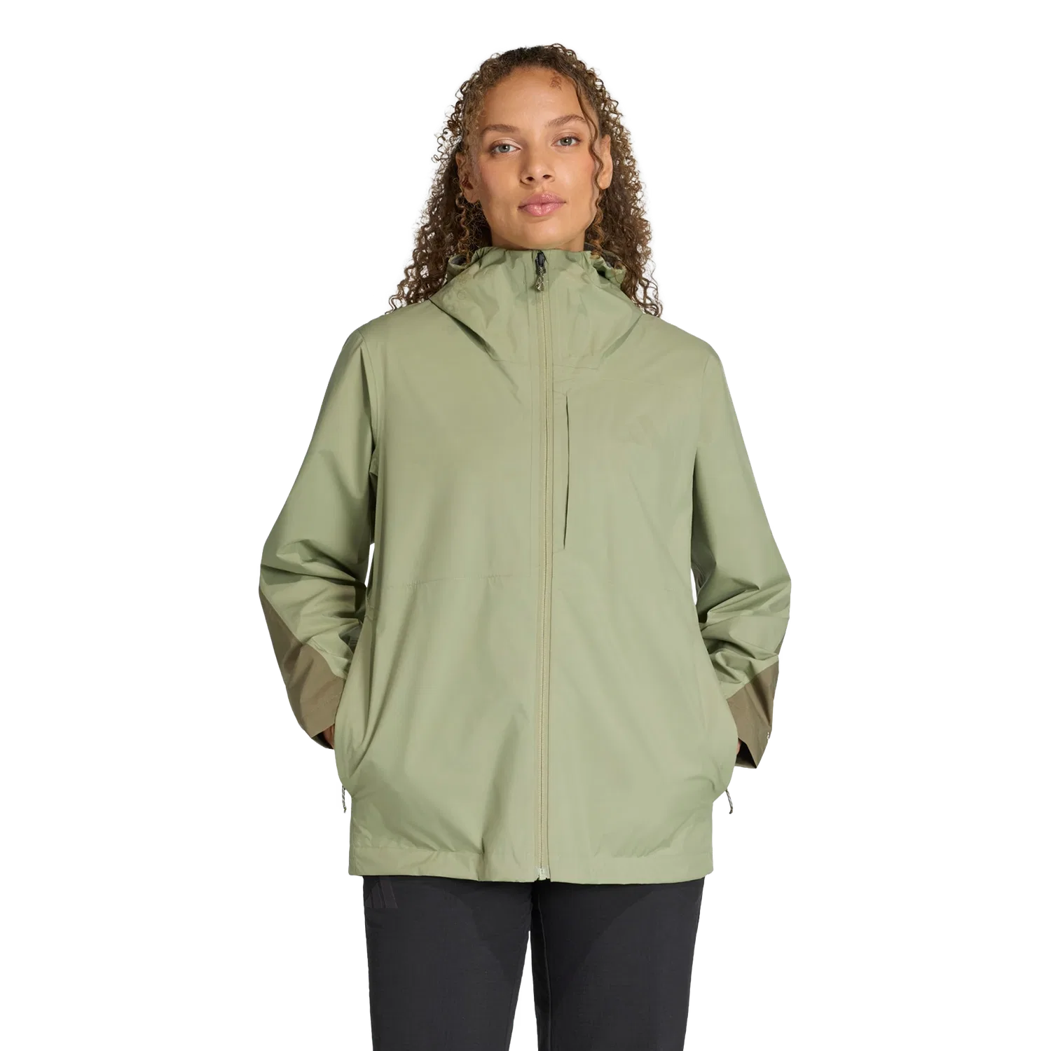 Женская дождевая куртка с капюшоном Adidas Terrex Multi 2.5 Layer CLIMAPROOF, зеленый — фото 2