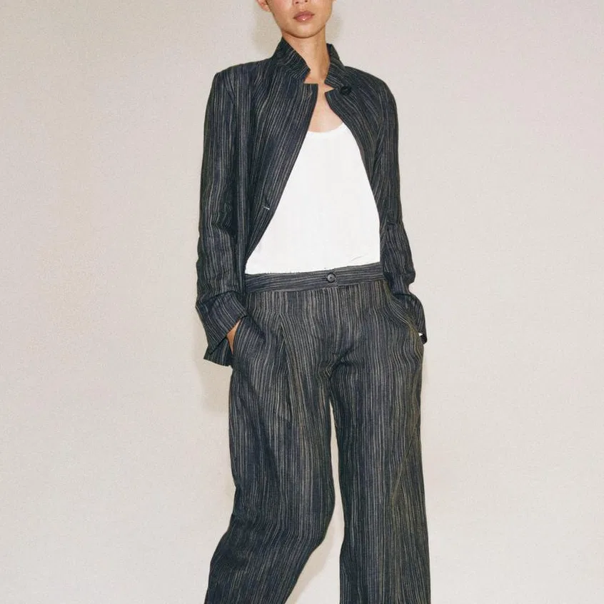 Женский деловой костюм со стойкой Blue Gray ZARA, Blue Gray — фото 4