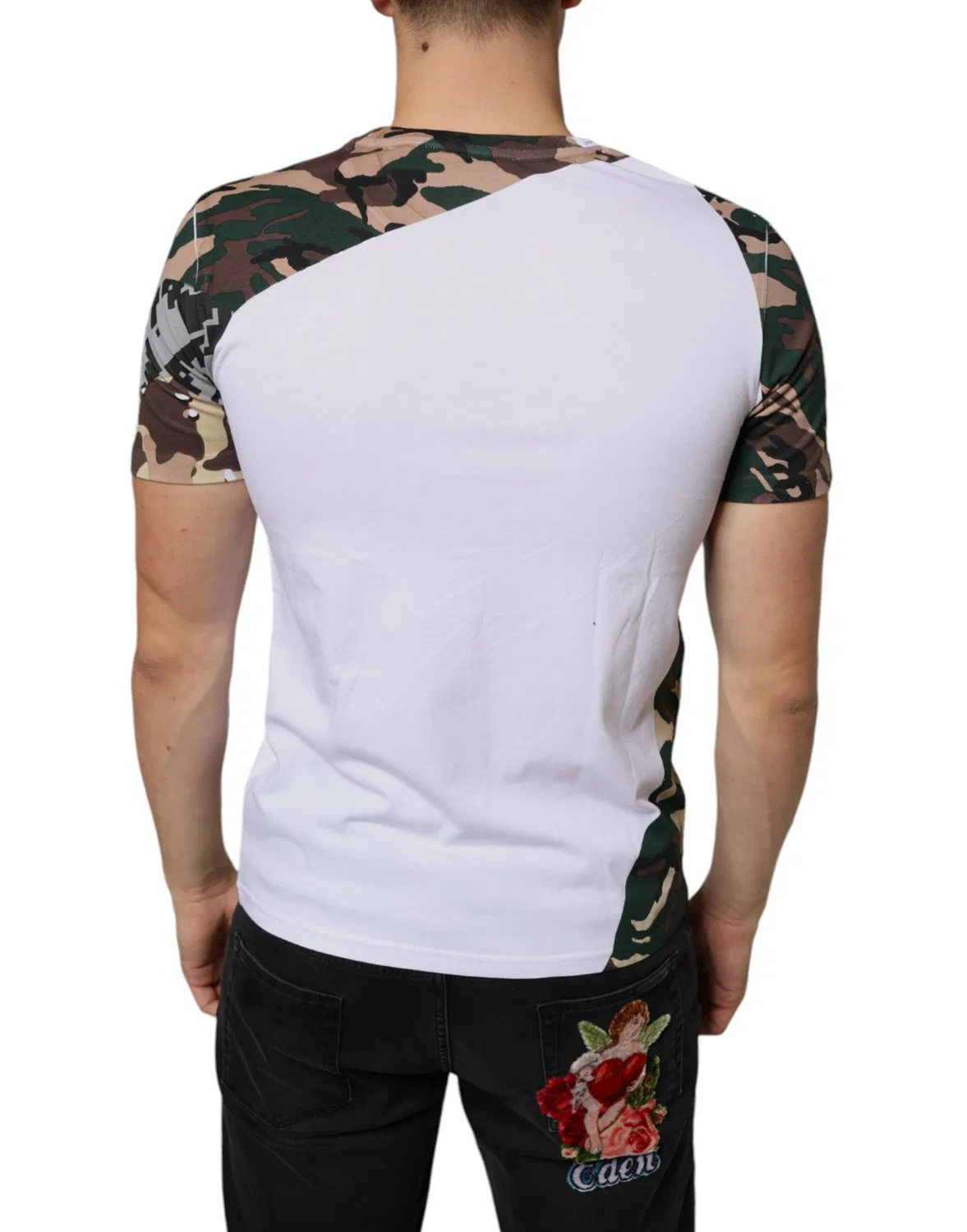 Мужская футболка с принтом камуфляж и звезды White Camouflage Stars Crew Neck T-shirt Dolce & Gabbana, White — фото 4