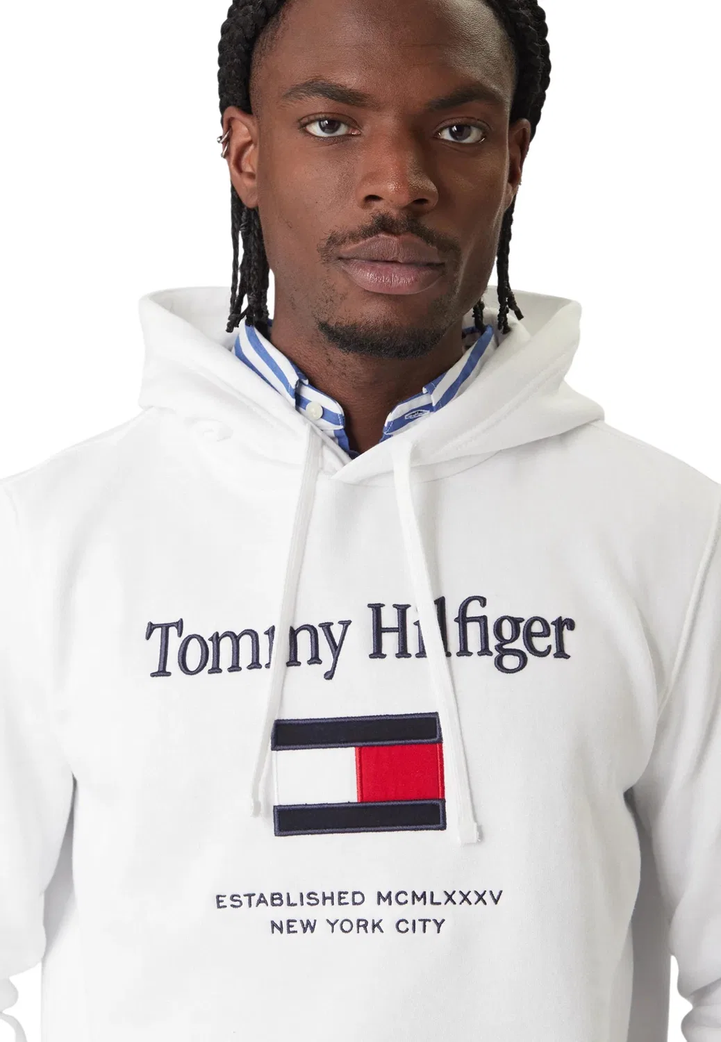 Мужской свитшот с классическим воротником Tommy Hilfiger, White — фото 4