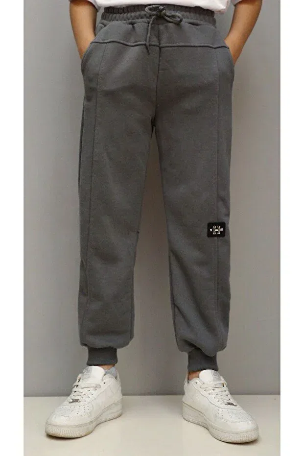 Детские спортивные штаны для мальчиков с эластичным манжетом Haykids, Smoke Grey