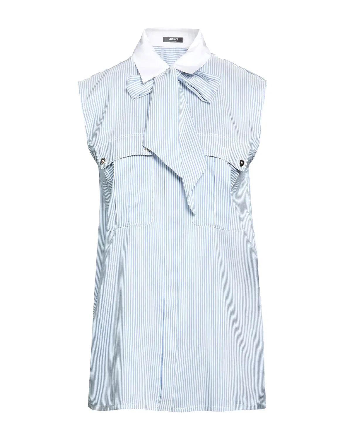 Женская блуза с бантом из шелка Light Blue