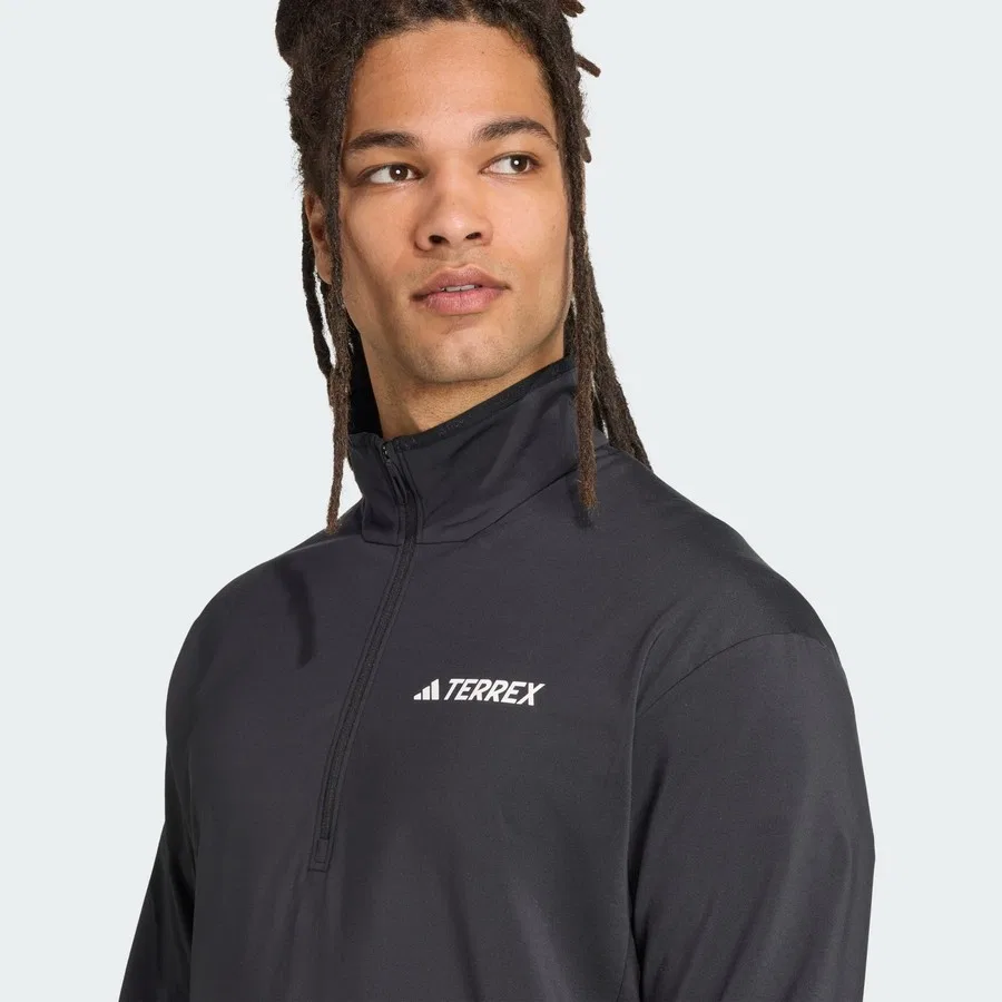 Технический флисовый свитшот с полузамком Terrex Multi CLIMAWARM adidas, Черный — фото 4