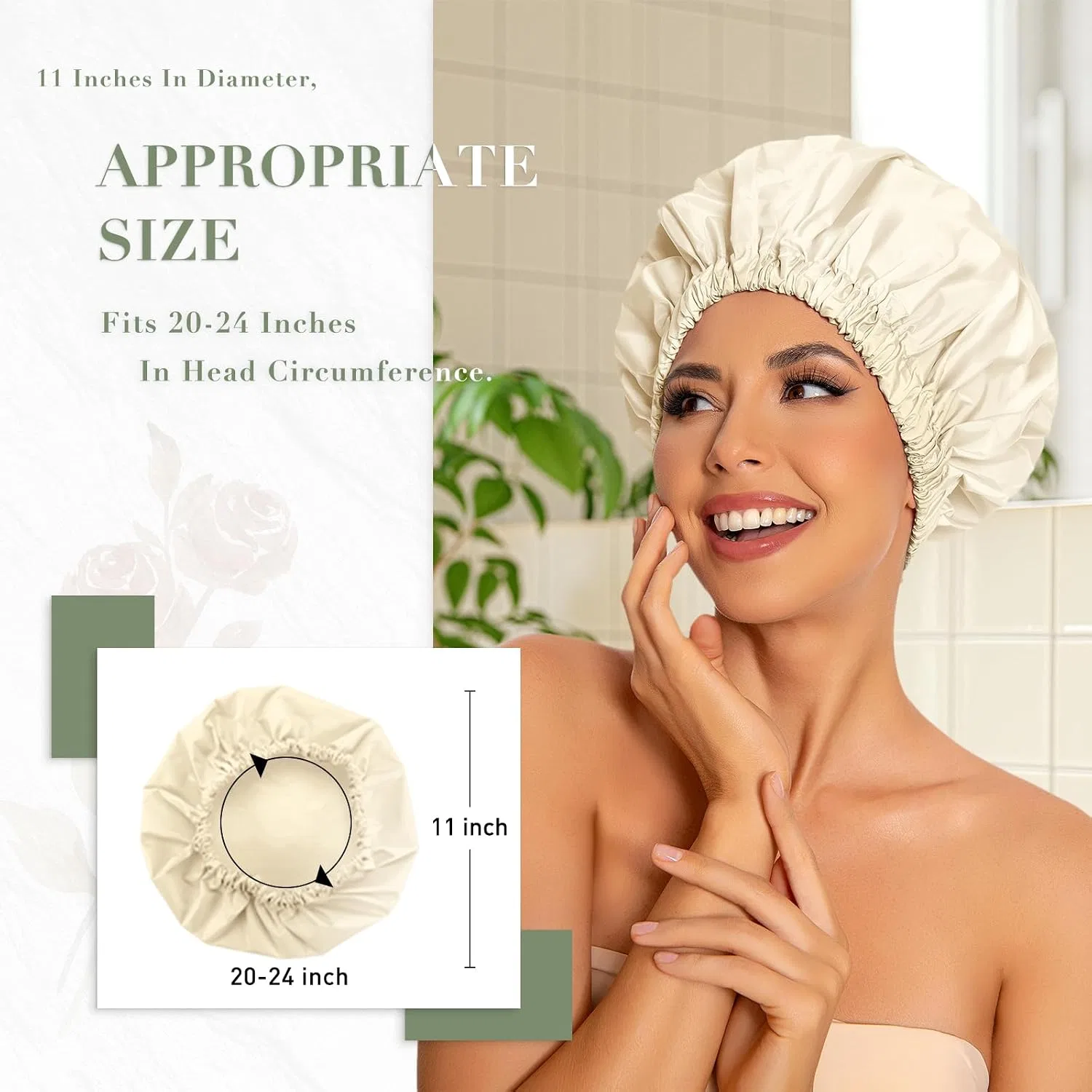 Шапочка для душаs Reusable Waterproof Edoneery, 5 шт, Onesize, Champagne — фото 3