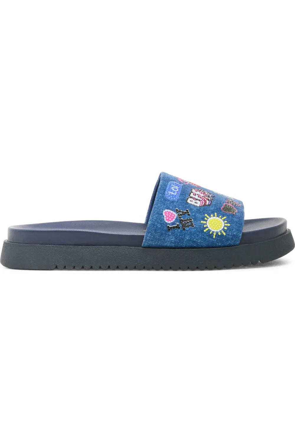 Детские сандалии-слайды с блестками Jfifi Platform Steve Madden, Denim — фото 2