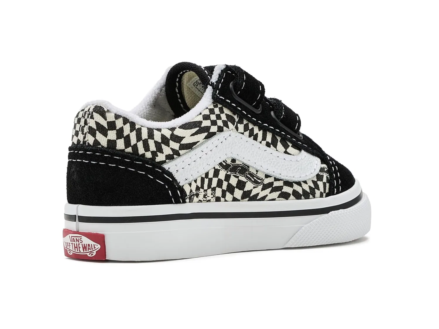 Кроссовки Old Skool V (для младенцев и малышей) Vans Kids, Vans Warp Black/Marshmallow/Multi — фото 4