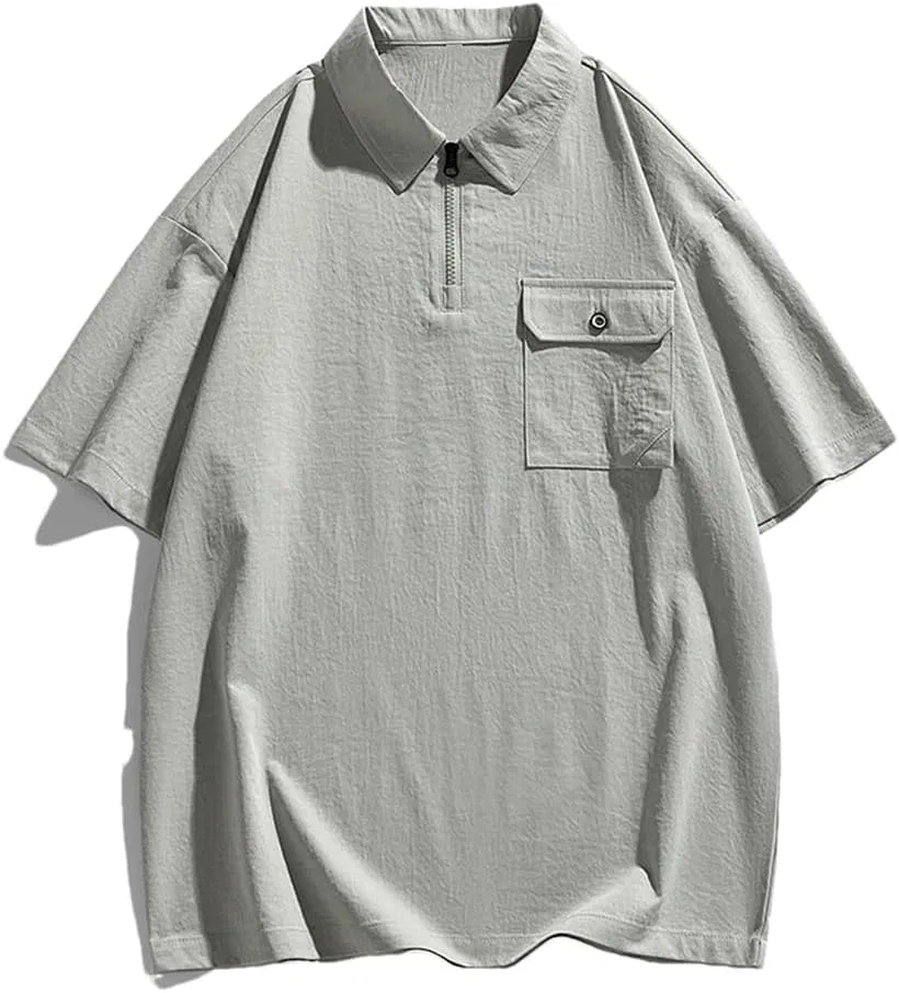 Мужская повседневная футболка поло с коротким рукавом, Light Gray