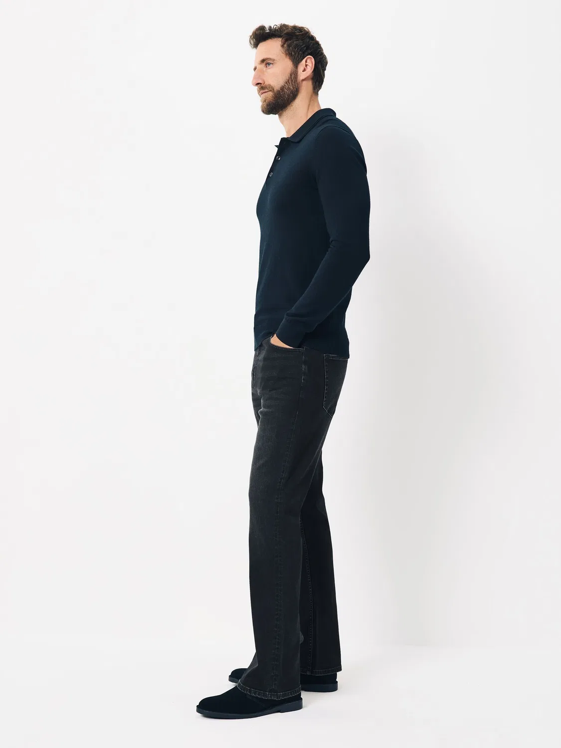 Джинсы буткат классические stretch, Washed Black Next — фото 3