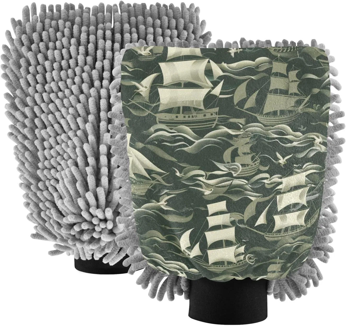 Микрофибровая перчатка для мытья, miaozhen, двусторонняя, 20.3x30 см, Khaki
