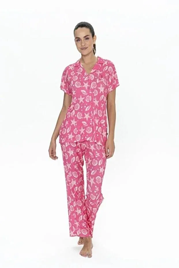 Женская пижама с коротким рукавом с принтом U.S. Polo Assn., Fuchsia