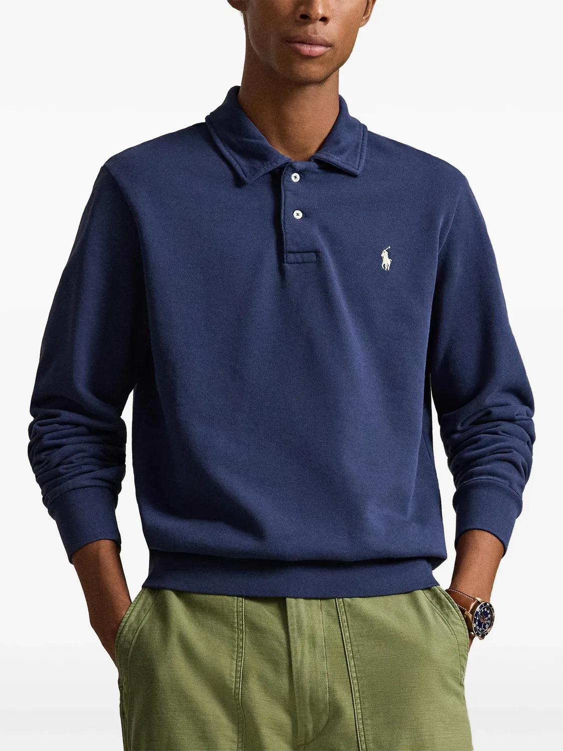 Свитшот с воротником-поло из хлопка Polo Ralph Lauren, синий — фото 2