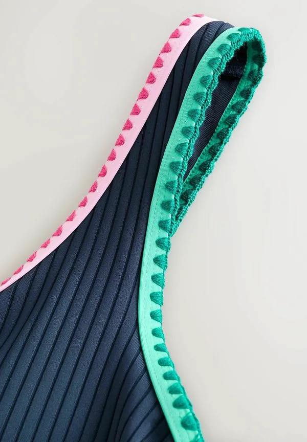 Купальник стандартного кроя с эффектом утягивания живота Next, Contrast Binding Navy Rib — фото 2