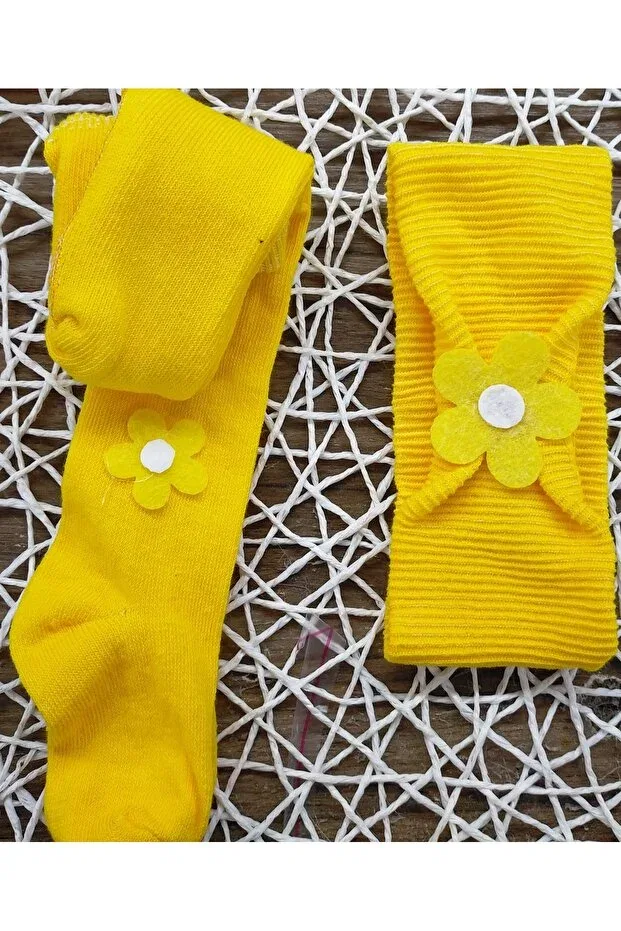 Детский комплект носочков и банданы с ромашкой Özkardeşler Baby, Yellow