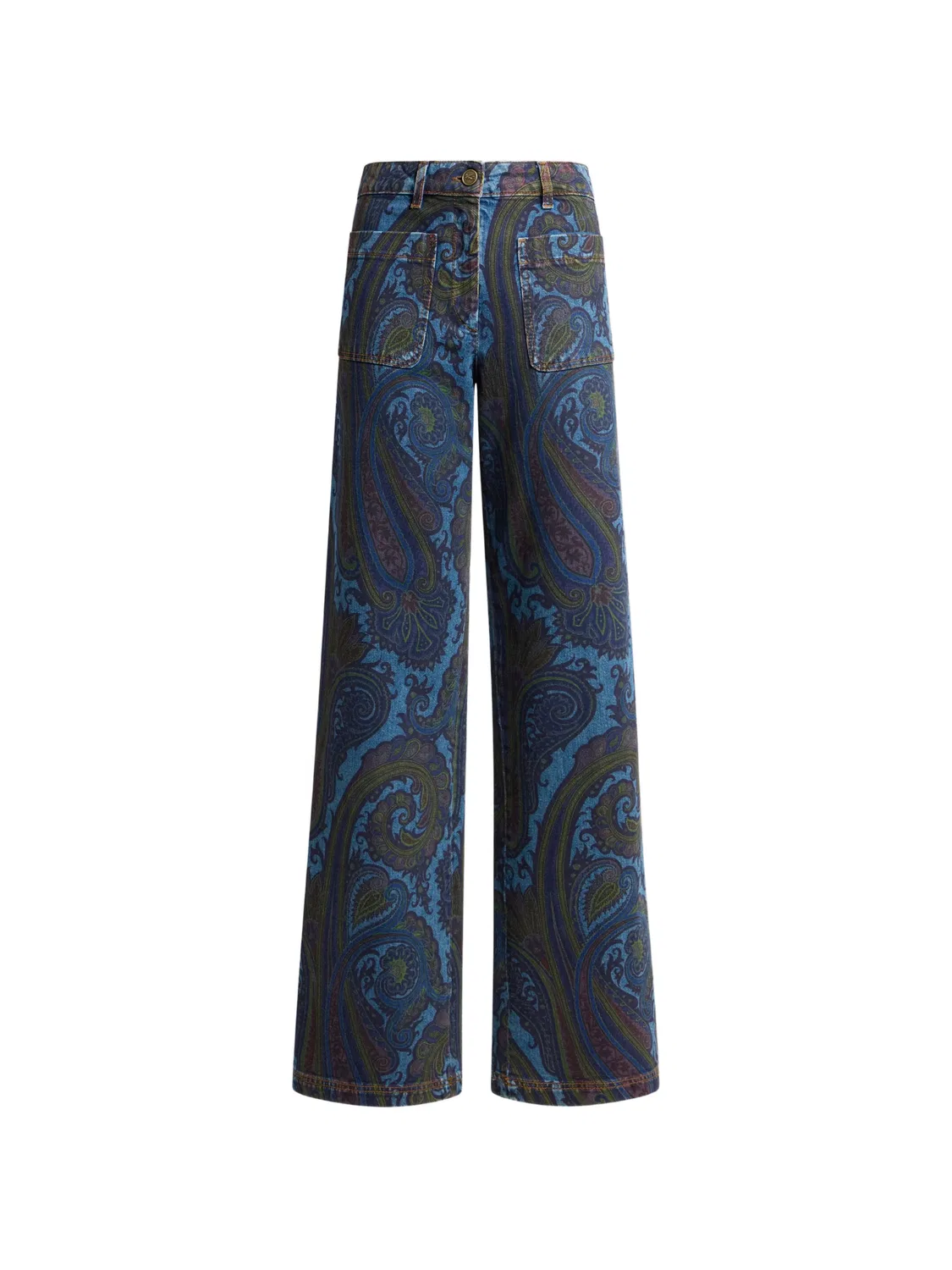 Широкие джинсы в пейсли, синие ETRO, синий