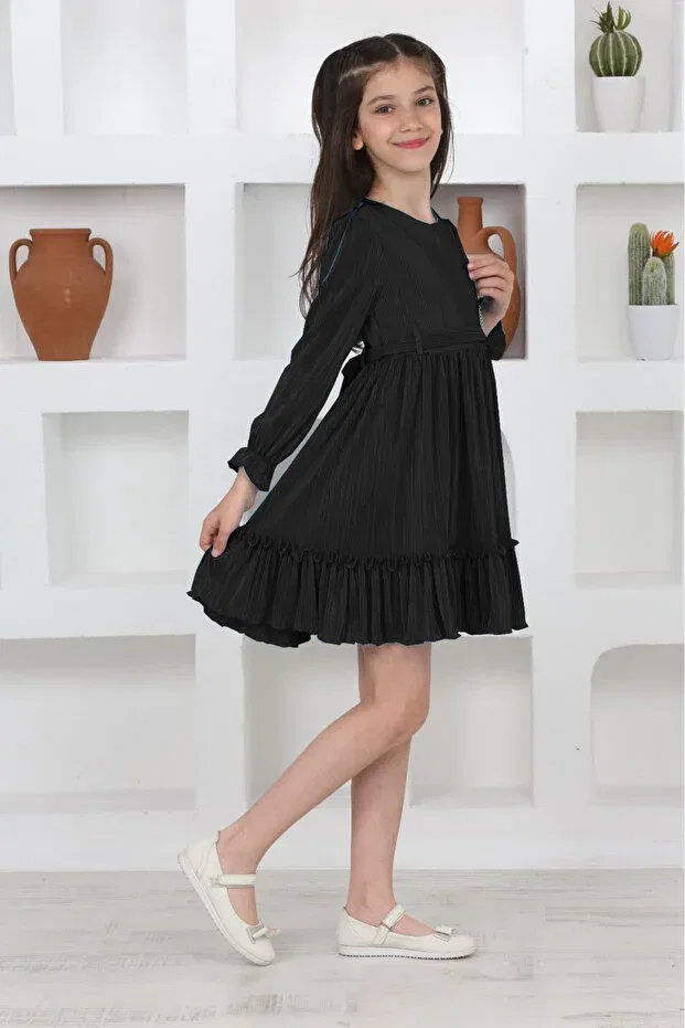 Детское платье для девочек с длинным рукавом Asortix, Black