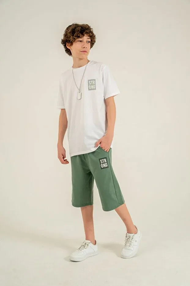 Детский комплект для мальчиков с принтом Strong printed Mışıl Kids, Green — фото 2