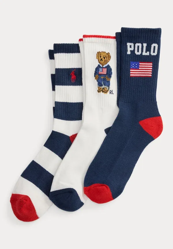 Носки комплект 3 пары Polo Bear Ralph Lauren, Red, Navy, White Polo Ralph Lauren, белый/красный/темно-синий