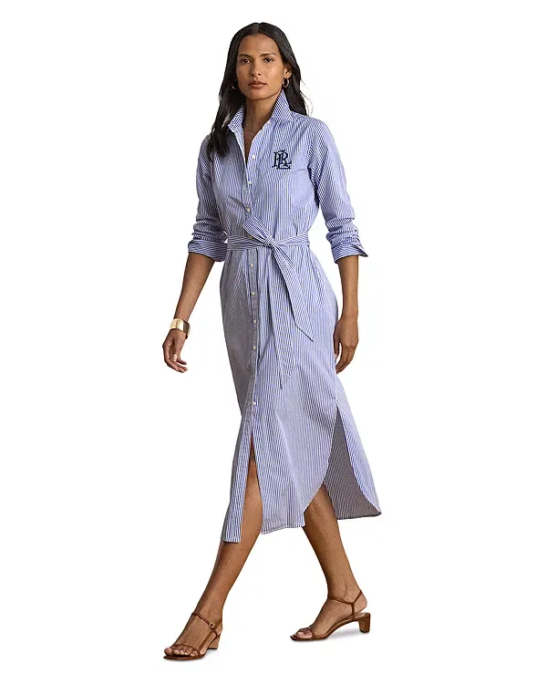 Женское платье из поплина Ralph Lauren, Blue/White