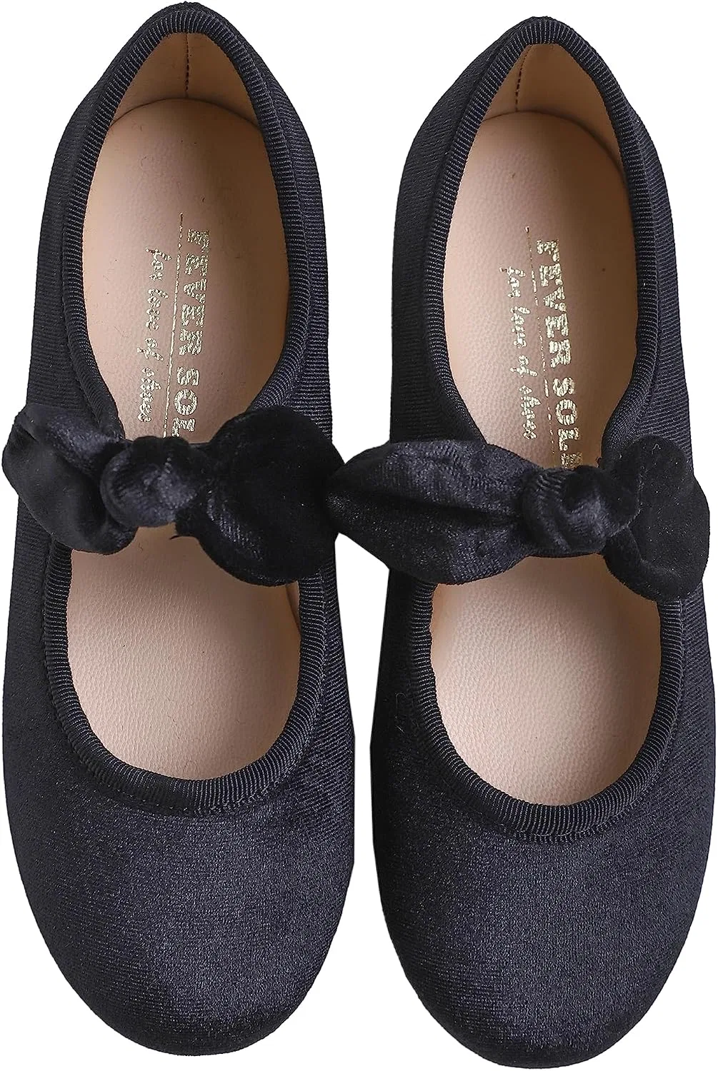 Детские туфли для девочек с пряжкой FEVERSOLE, Velvet Bow Elastic Maryjane Black — фото 2