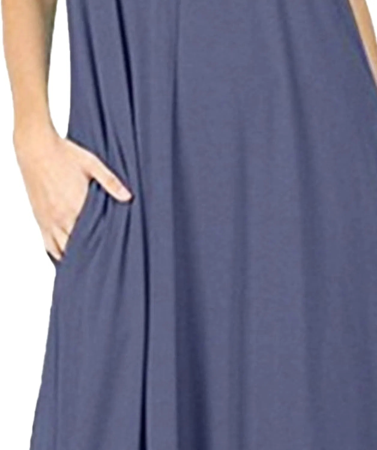 Женское летнее макси-платье на бретелях с карманами Casual, Blue Grey — фото 4