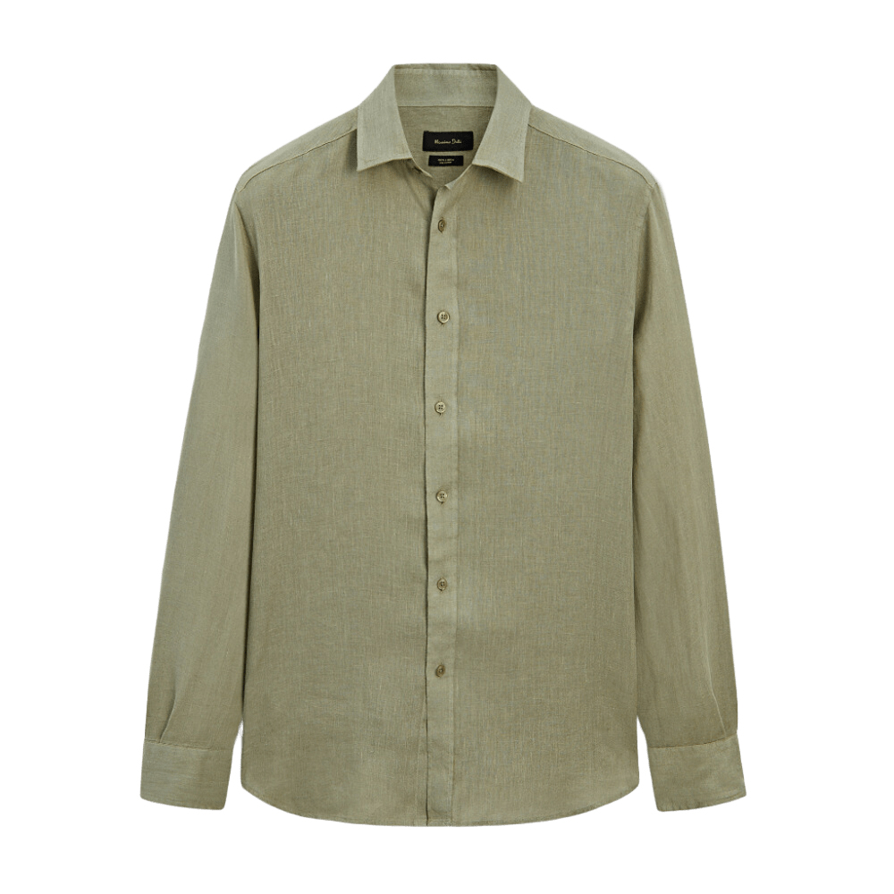 

Рубашка Massimo Dutti 100% Linen Regular Fit, темно-зеленый
