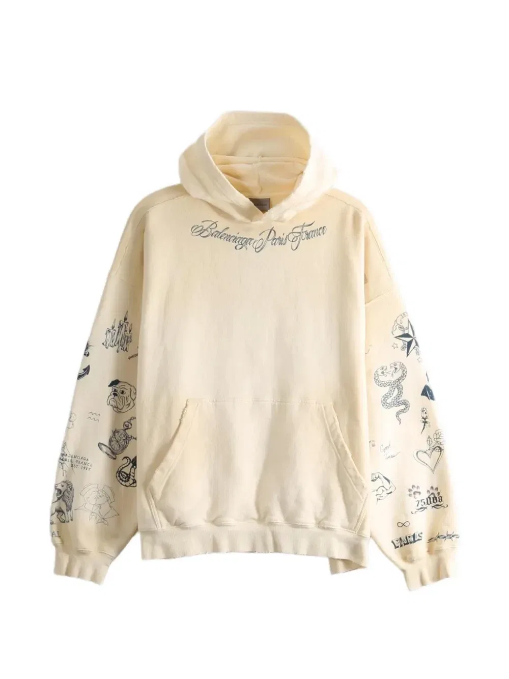 Худи из хлопка Balenciaga, бежевый